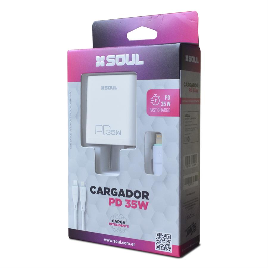 CARGADOR SOUL VIAJERO 35W TIPO C A LIGHTNING