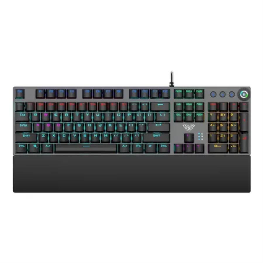 TECLADO AULA F2058 BLACK WIRED FULL RAINBOW RGB SW BLUE (INGLÉS)