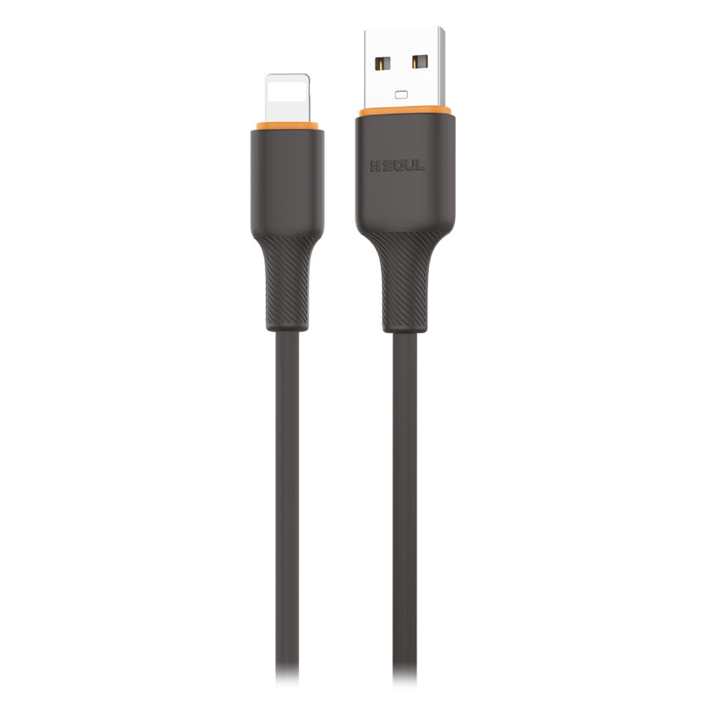 CABLE SOUL SILICONE SOFT USB A LIGHTNING/IPHONE - 1.5 METROS NEGRO