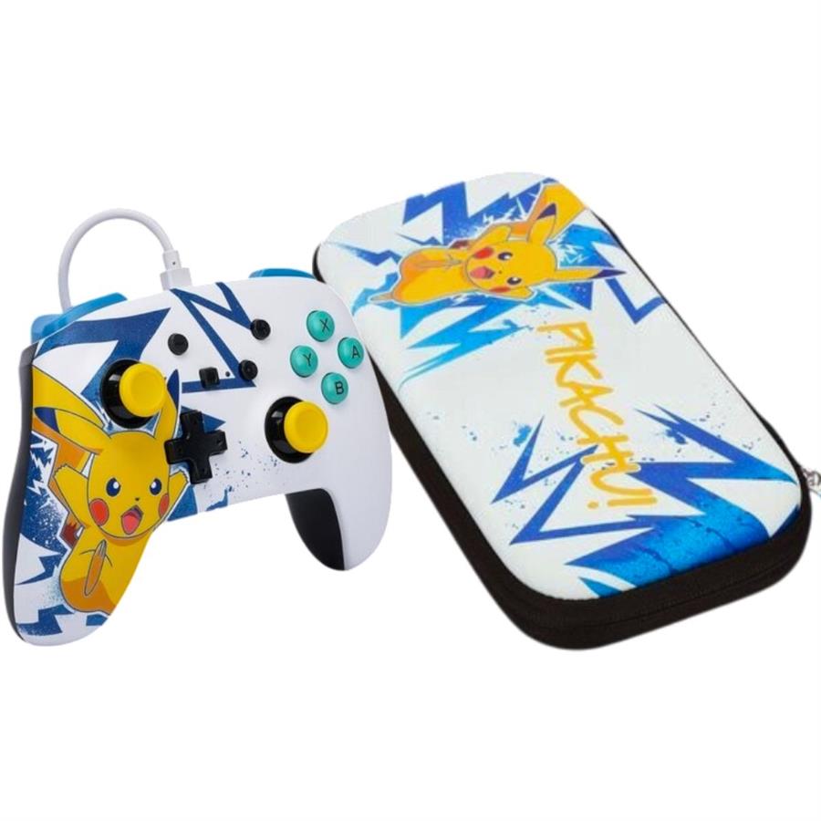 COMBO JOYSTICK + ESTUCHE POWERA NINTENDO SWITCH - PIKACHU HIGH VOLTAGE