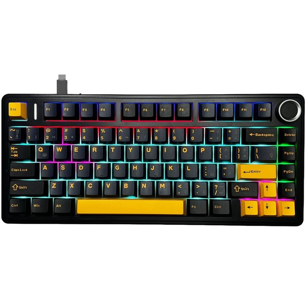 TECLADO AULA F75 - BLACK/ORANGE/BLUE SW RED