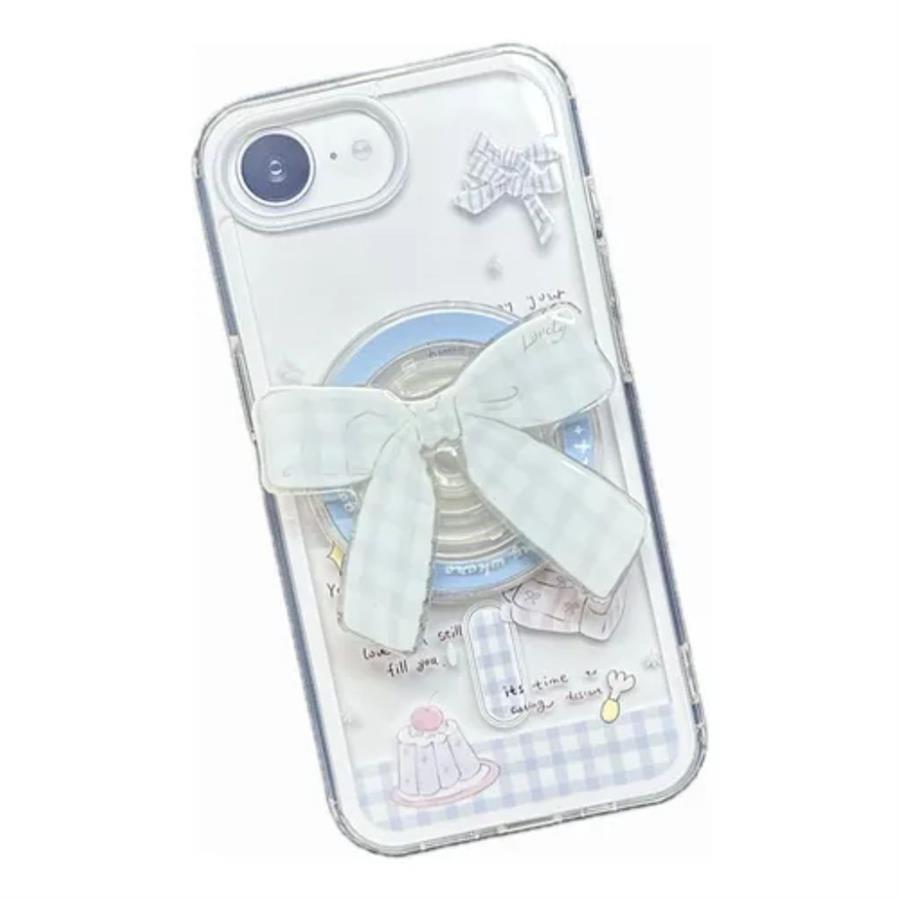 FUNDA PARA IPHONE MOÑO CELESTE