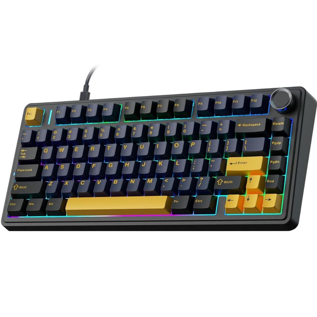 TECLADO AULA F75 - BLACK/ORANGE/BLUE SW RED