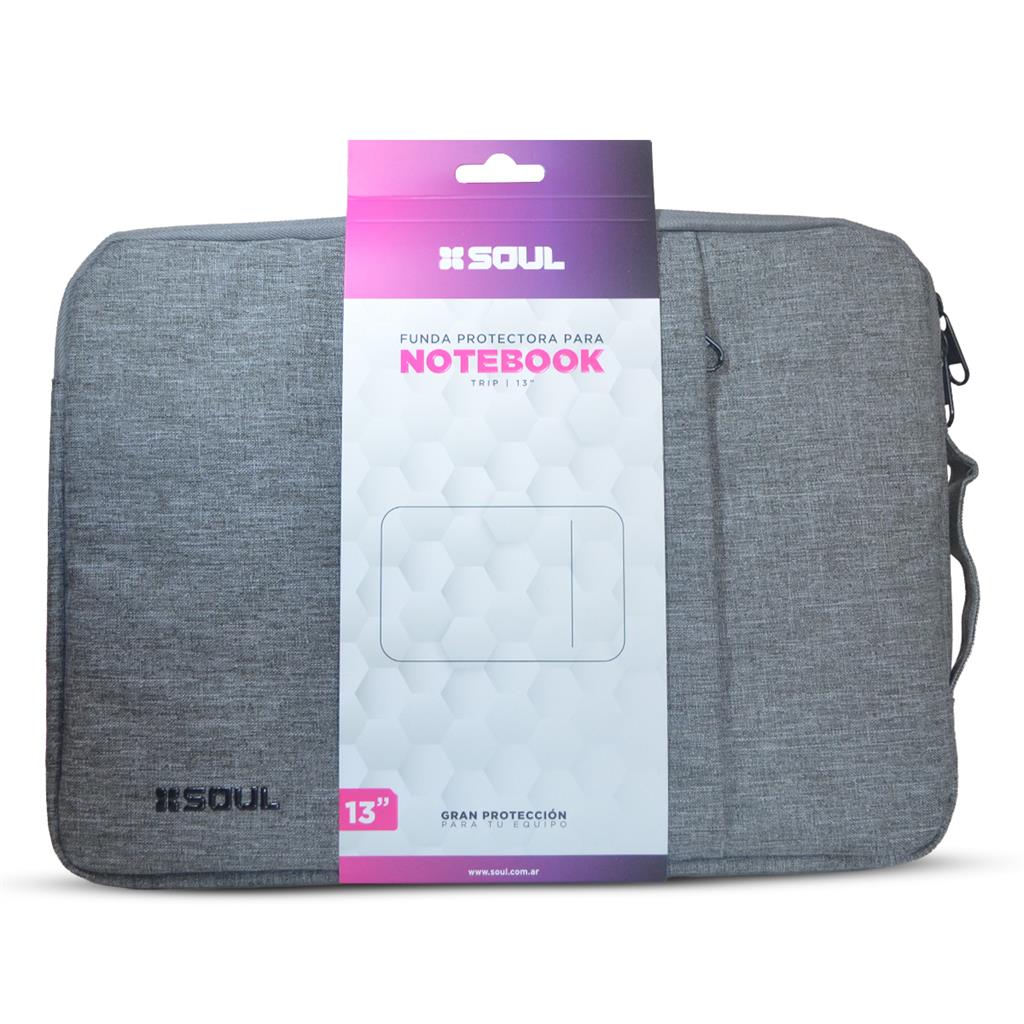 FUNDA PARA NOTEBOOK SOUL TRIP C/CIERRE 13.3" - GRIS