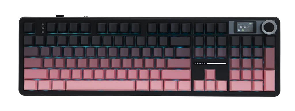 TECLADO AULA F108 PRO WIRELESS - BLACK/PINK DEGRADE