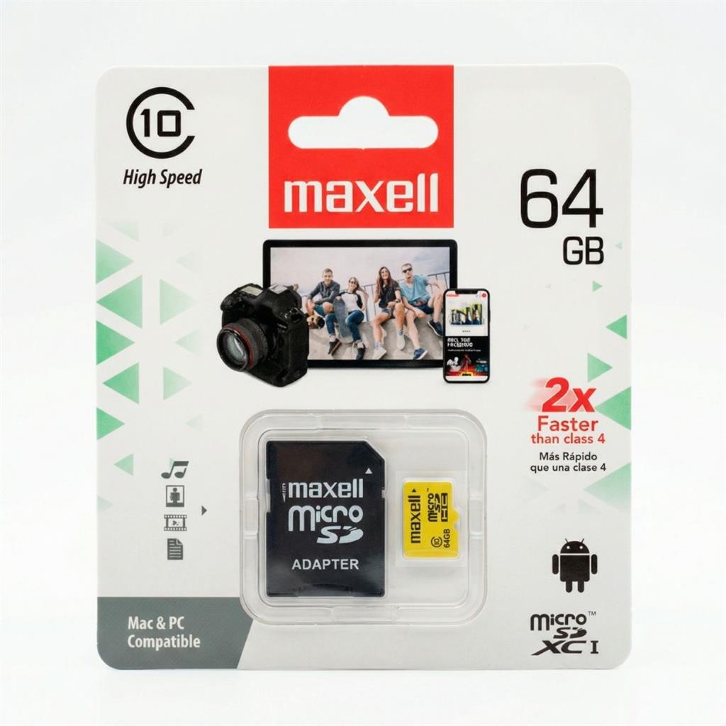 MEMORIA MICROSD MAXELL SDHC CL10 CON ADAPTADOR SD - 64GB