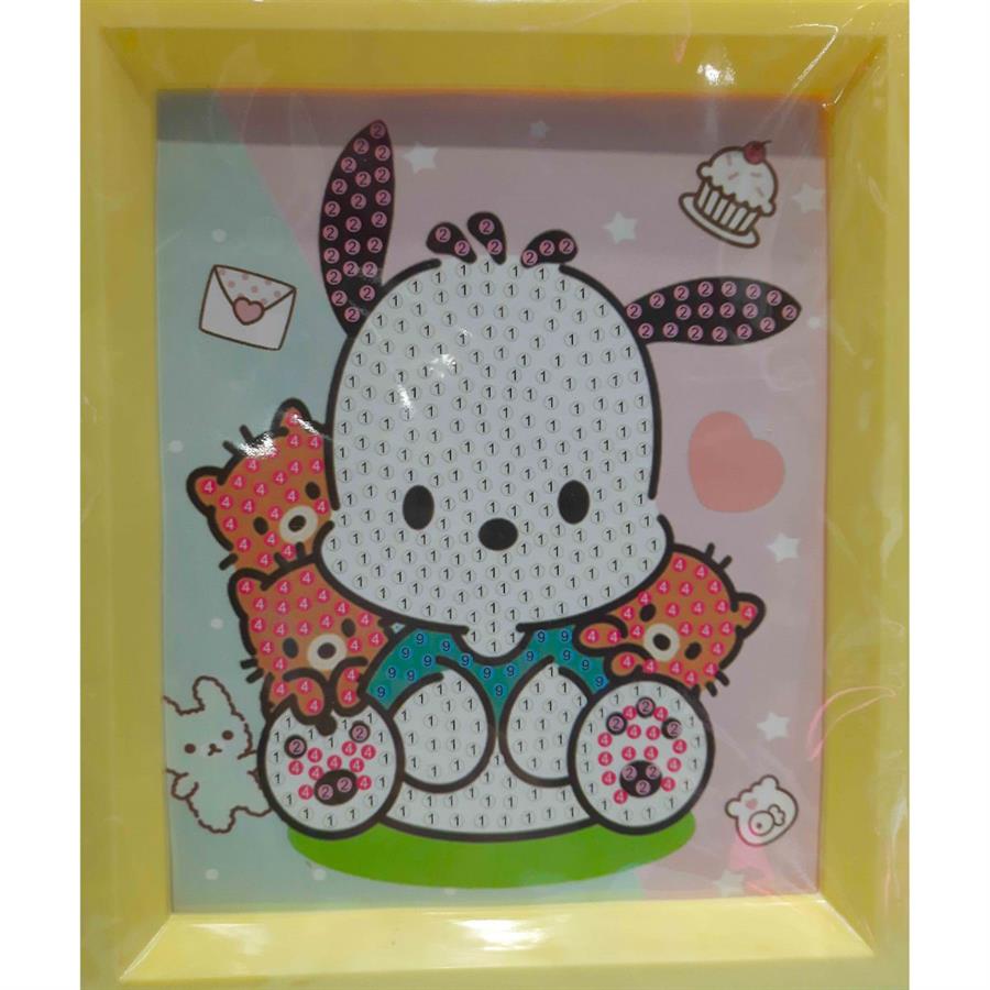 CUADRO MOSAICO PLANCHA DIAMANTES SANRIO POCHACCO - 14cmx16cm