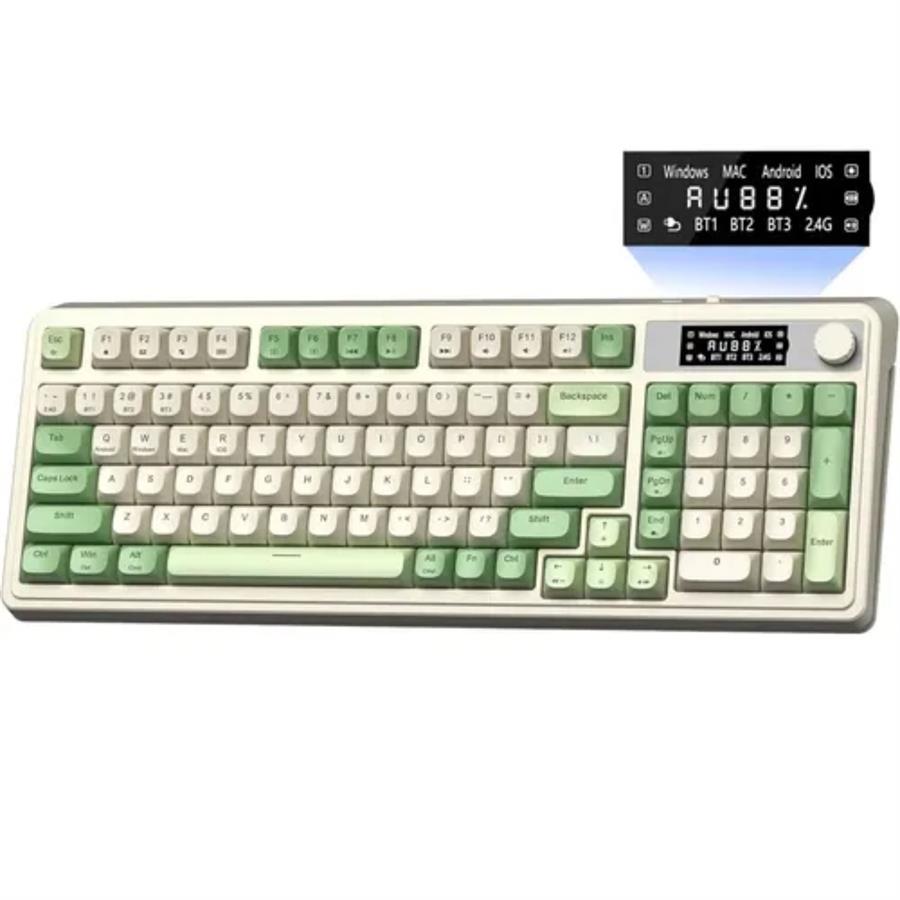 TECLADO AULA S99 PRO GREEN LIGHT CREAM WIRELESS 98% RGB (MEMBRANA)