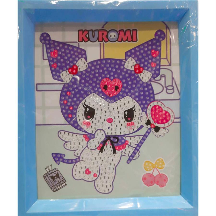 CUADRO MOSAICO PLANCHA DIAMANTES SANRIO KUROMI - 14cmx16cm