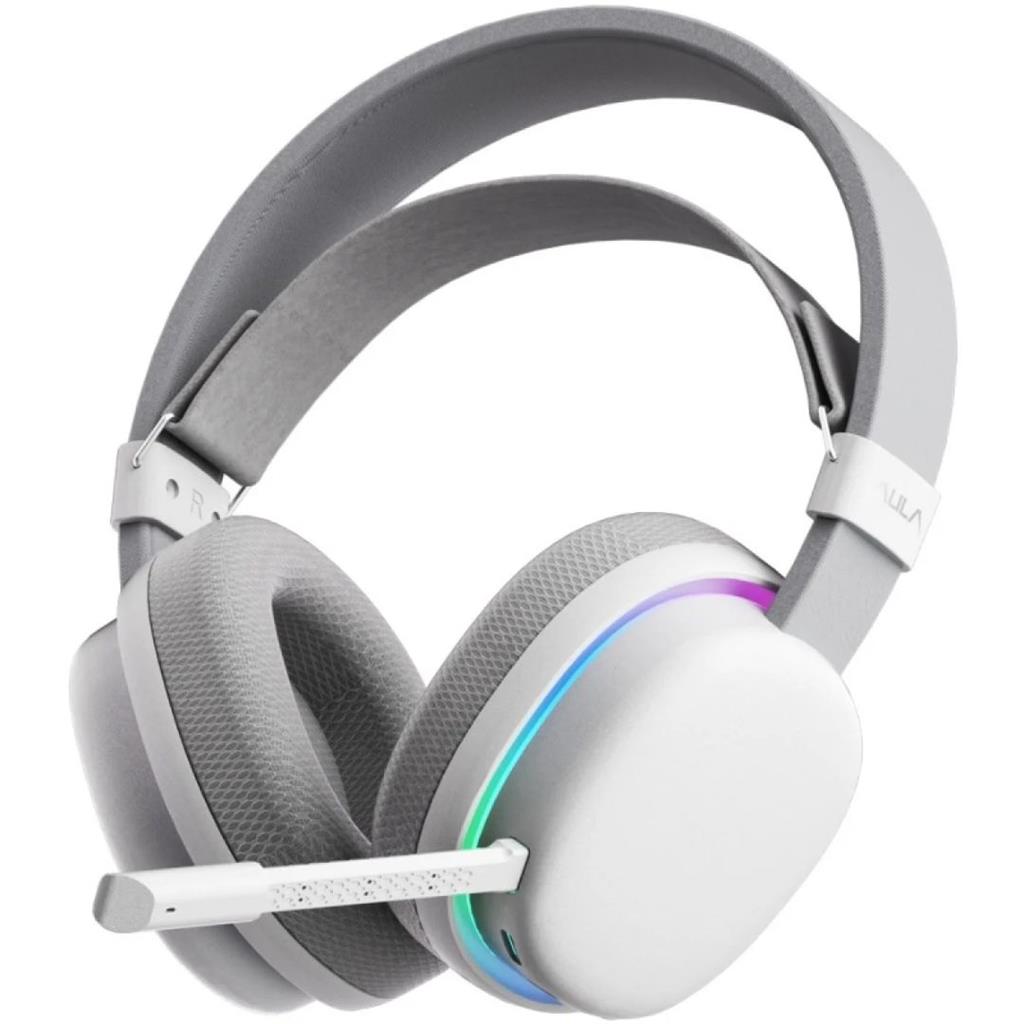 AULA G7 WHITE AURICULAR INALAMBRICO USB BLUETOOTH CABLEADO BLANCO RGB SURROUND VINCHA AUTOAJUSTABLE