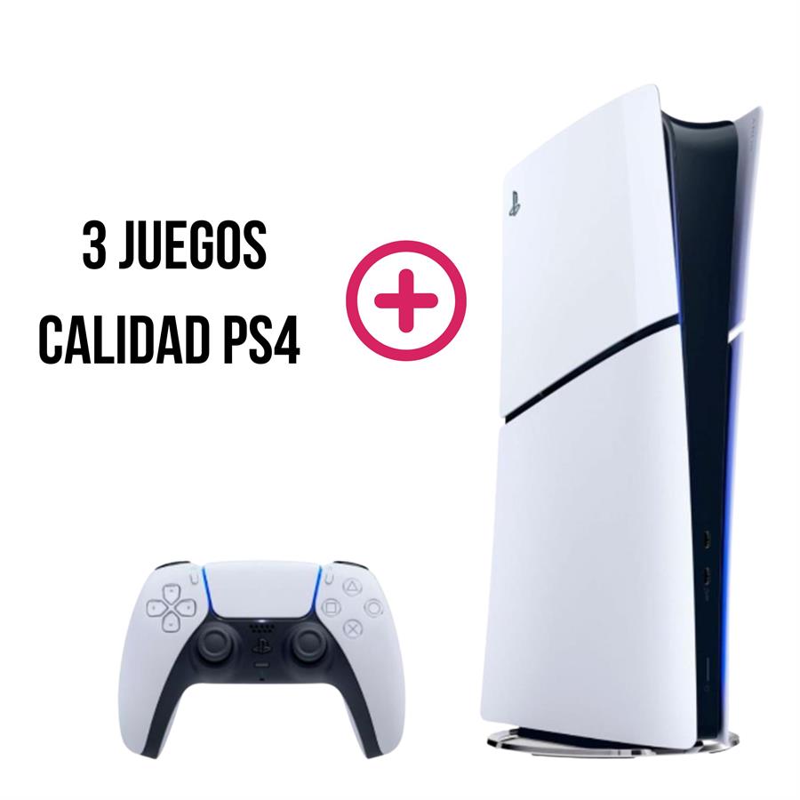 CONSOLA PS5 "SLIM" DIGITAL + 3 JUEGOS CALIDAD PS4 DIGITAL