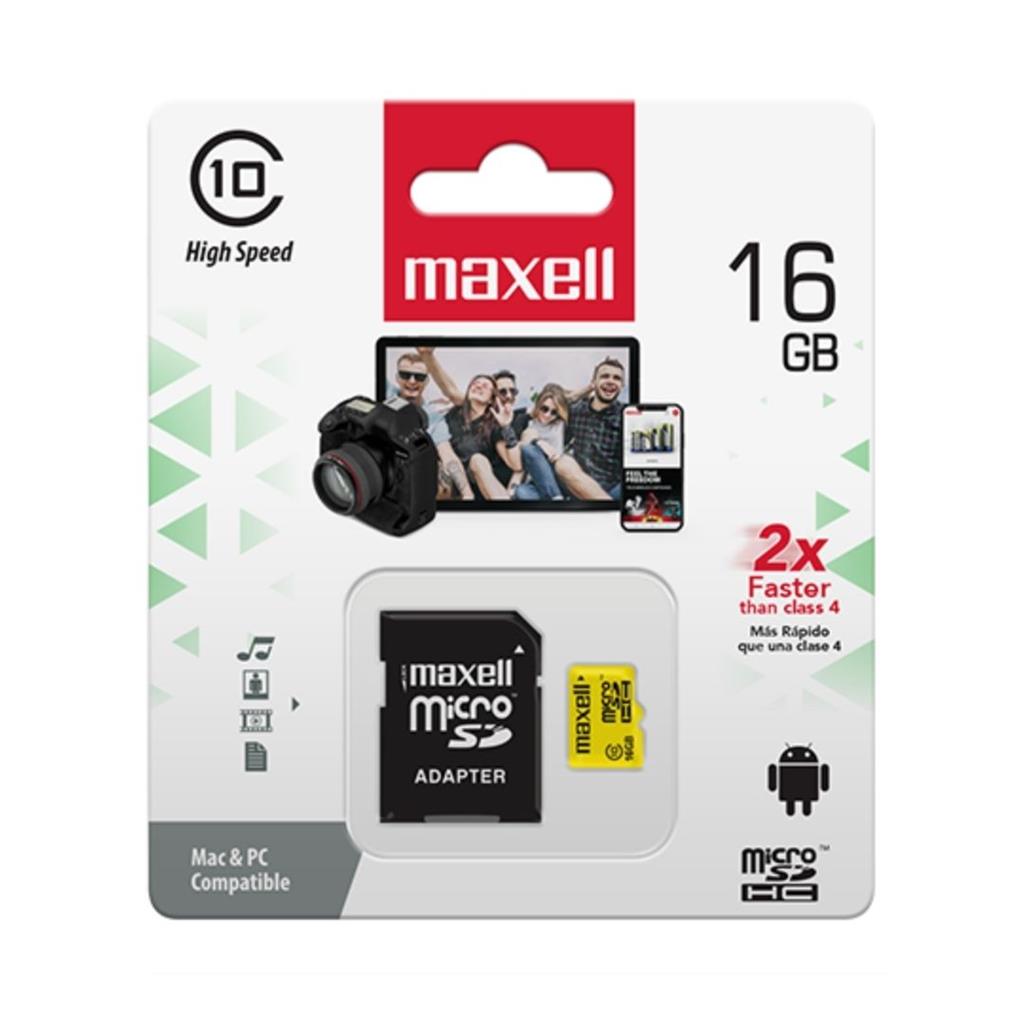 MEMORIA MICROSD MAXELL SDHC CL10 CON ADAPTADOR SD - 16GB