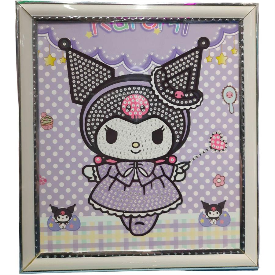 CUADRO DIY MOSAICO PLANCHA DIAMANTES SANRIO KUROMI - 16cmx20cm