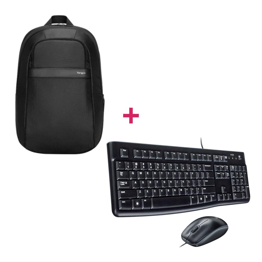 COMBO MOCHILA TARGUS SAFIRE PLUS NEGRO + COMBO TECLADO Y MOUSE LOGITECH MK120