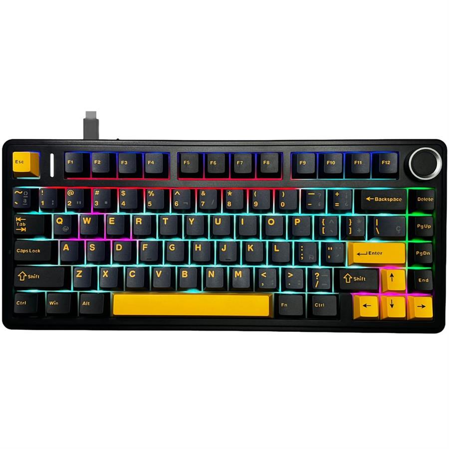 TECLADO AULA F75 BLACK DARK BLUE ORANGE WIRELESS 75% RGB SW REAPER MECANICO