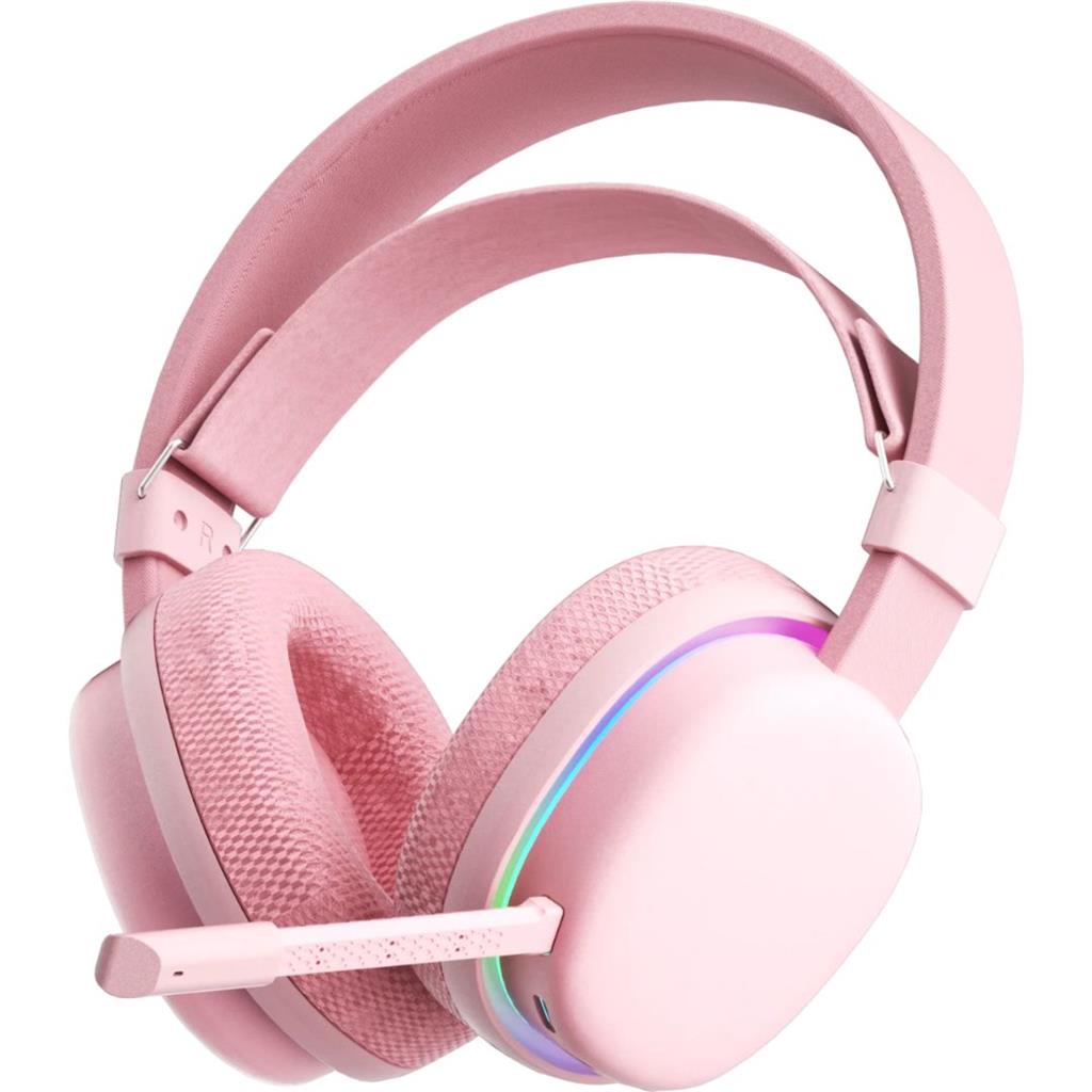 AULA G7 PINK AURICULAR INALAMBRICO USB BLUETOOTH CABLEADO ROSA RGB SURROUND VINCHA AUTOAJUSTABLE-