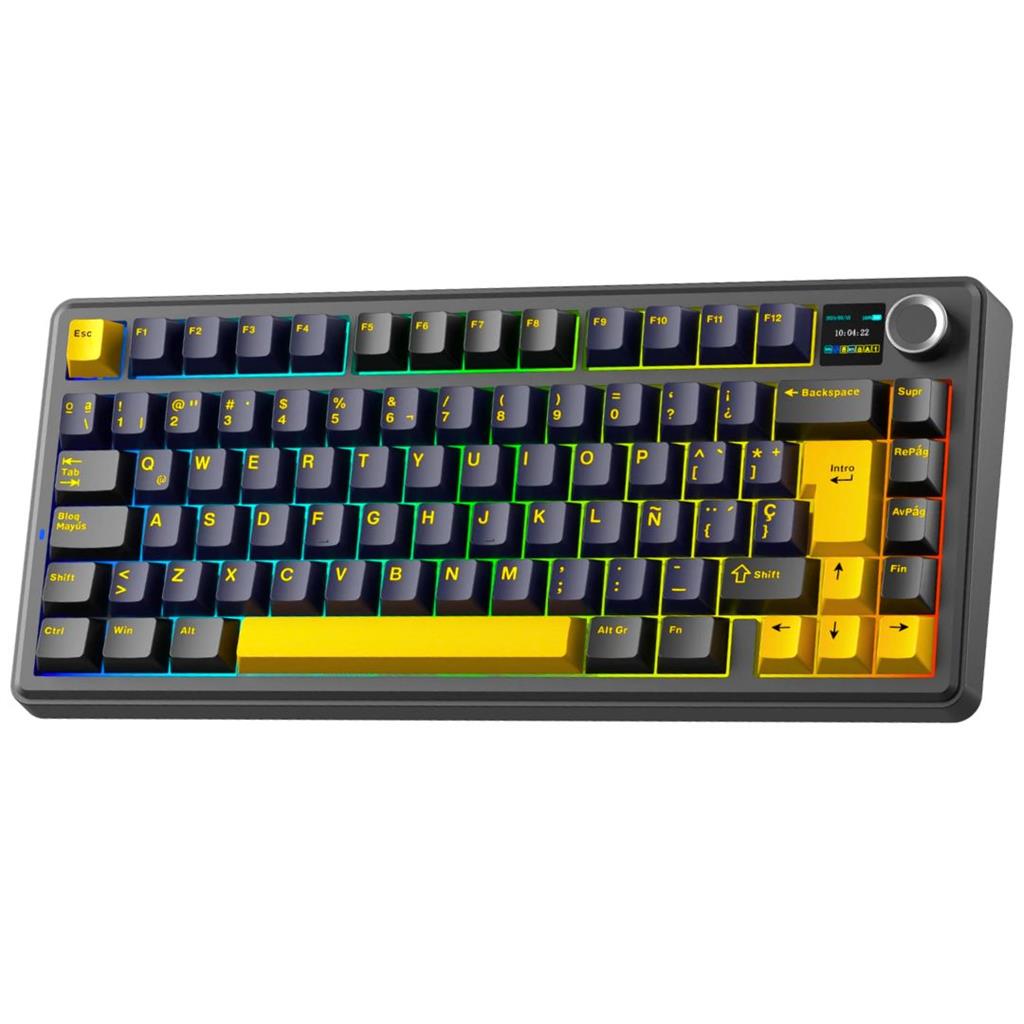 TECLADO WIRELESS AULA F75 MAX - BLACK/BLUE/ORANGE