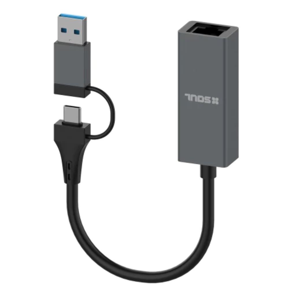 ADAPTADOR 2 EN 1 SOUL USB A/USB C A ETHERNET