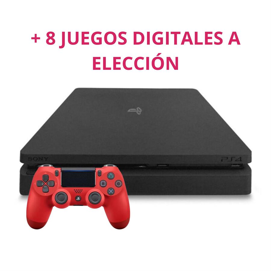 COMBO CONSOLA PS4 SLIM 500GB SEMINUEVA + 1 JOYSTICK + 8 JUEGOS DIGITALES A ELECCION