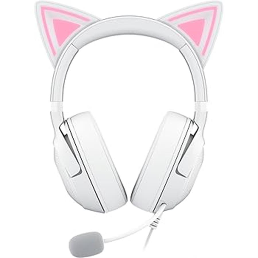HEADSET GAMER RAZER KRAKEN KITTY V2 WHITE RGB CON CABLE