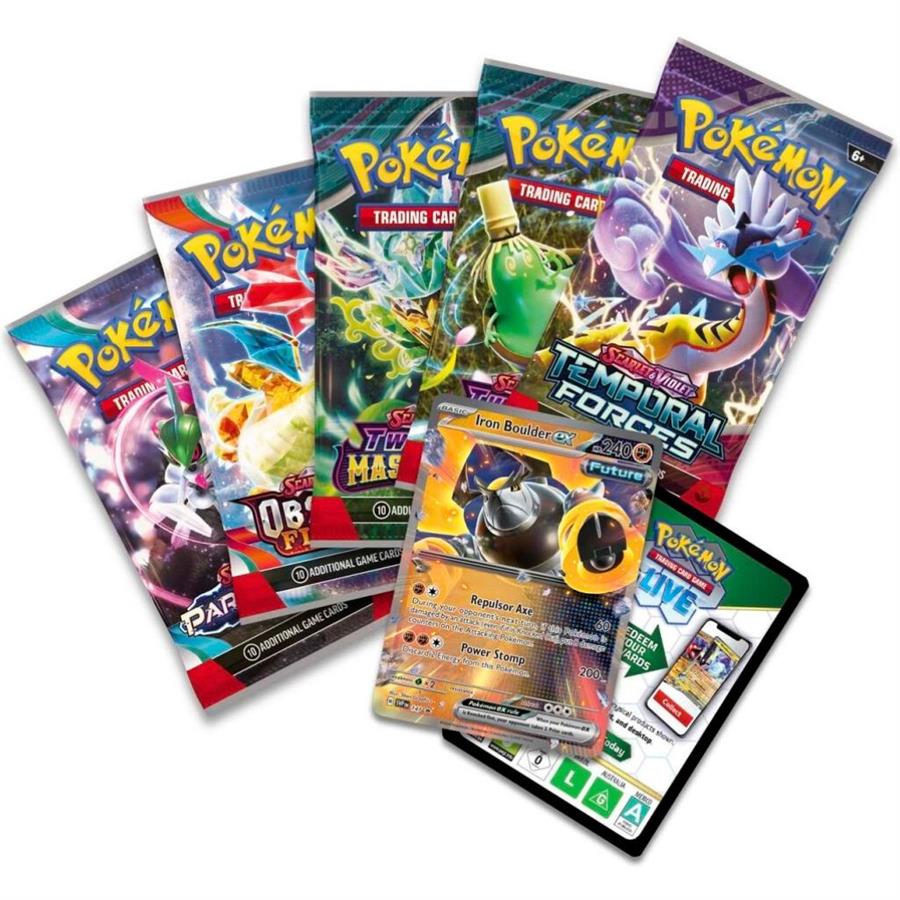 POKEMON TCG PARADOX DESTINIES TIN IRON BOULDER EX