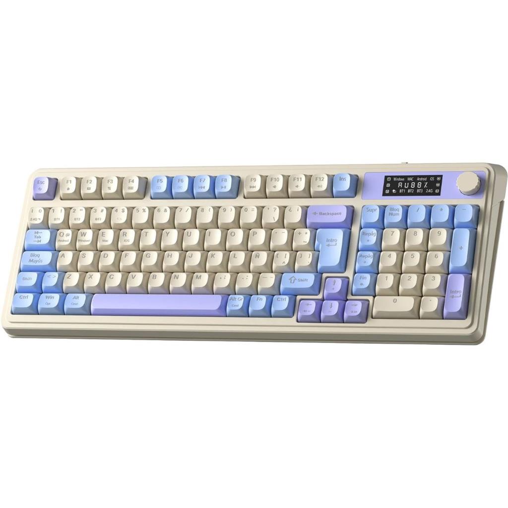 AULA S99 PRO AZUL BRUMA WIRELESS 98% RGB ESPAÑOL TECLADO MEMBRANA