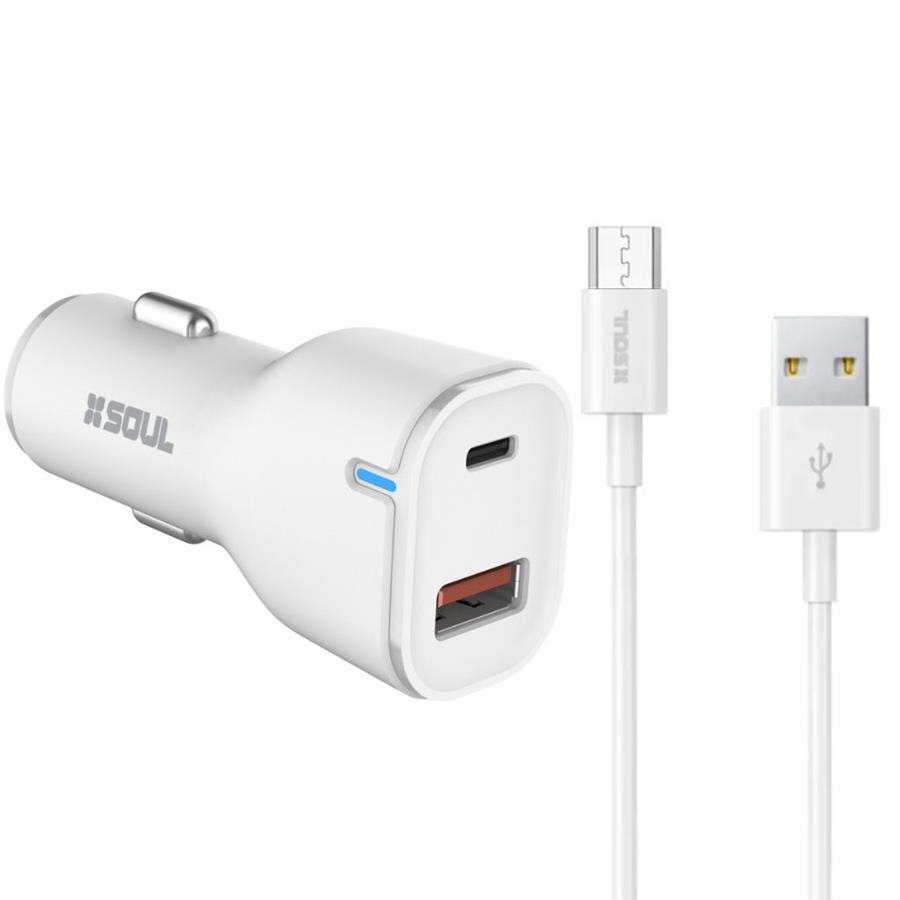 CARGADOR PARA AUTO SOUL + CABLE MICRO USB