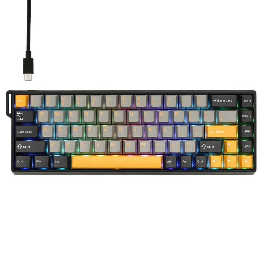 AULA WIN68HE BLACK STANDARD SW GREYWOOD TECLADO MECANICO EN 65% USB 8KHZ 0.01MM MAGNETICO-