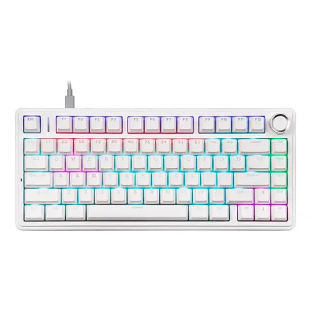 AULA F75 WIRED BLANCO 75% RAINBOW RGB SW RED INGLES TECLADO MECANICO CABLEADO USB DIAL GASKET