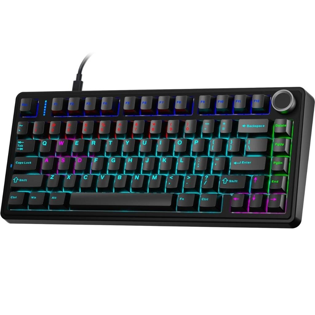 AULA F75 WIRED NEGRO 75% RAINBOW RGB SW RED INGLES TECLADO MECANICO CABLEADO USB DIAL GASKET