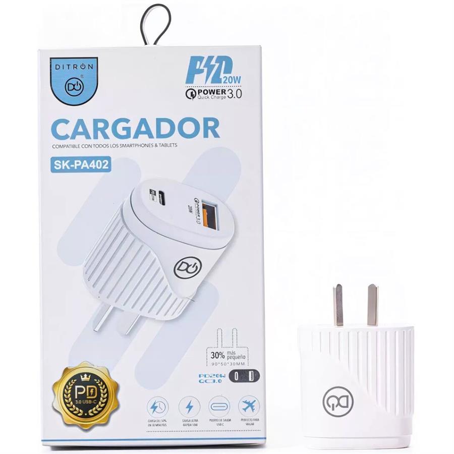 CABEZAL DITRON SK-PA402 USB Y TIPO-C 20W