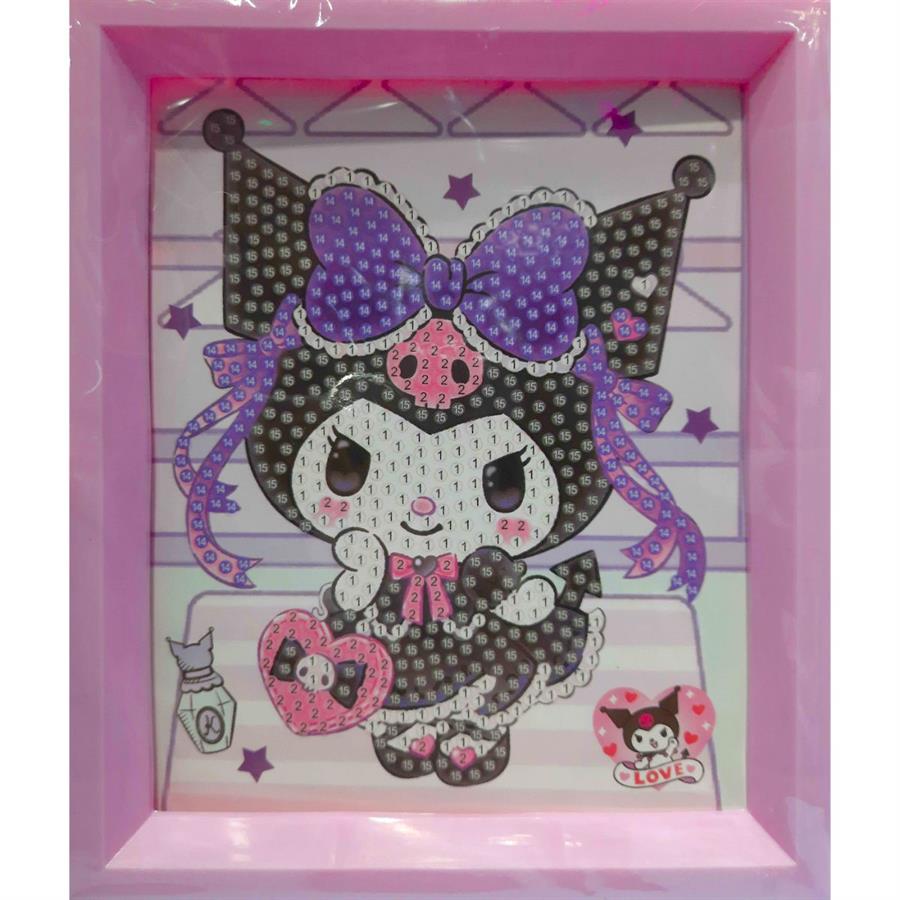 CUADRO MOSAICO PLANCHA DIAMANTES SANRIO KUROMI - 14cmx16cm