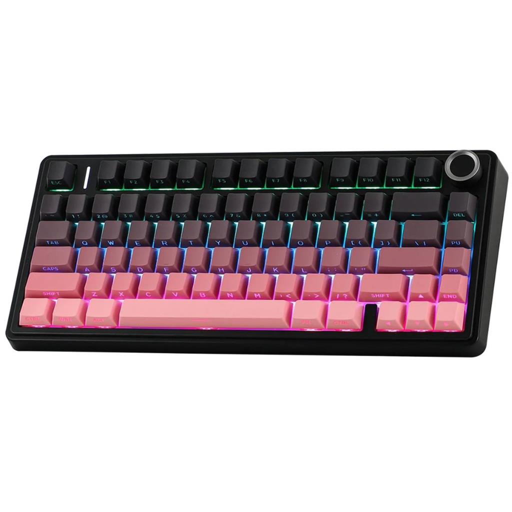 AULA F75 BLACK PINK DEGRADÉ WIRELESS 75% RGB SW REAPER TECLADO MECANICO TRIMODO INGLÉS DIAL GASKET