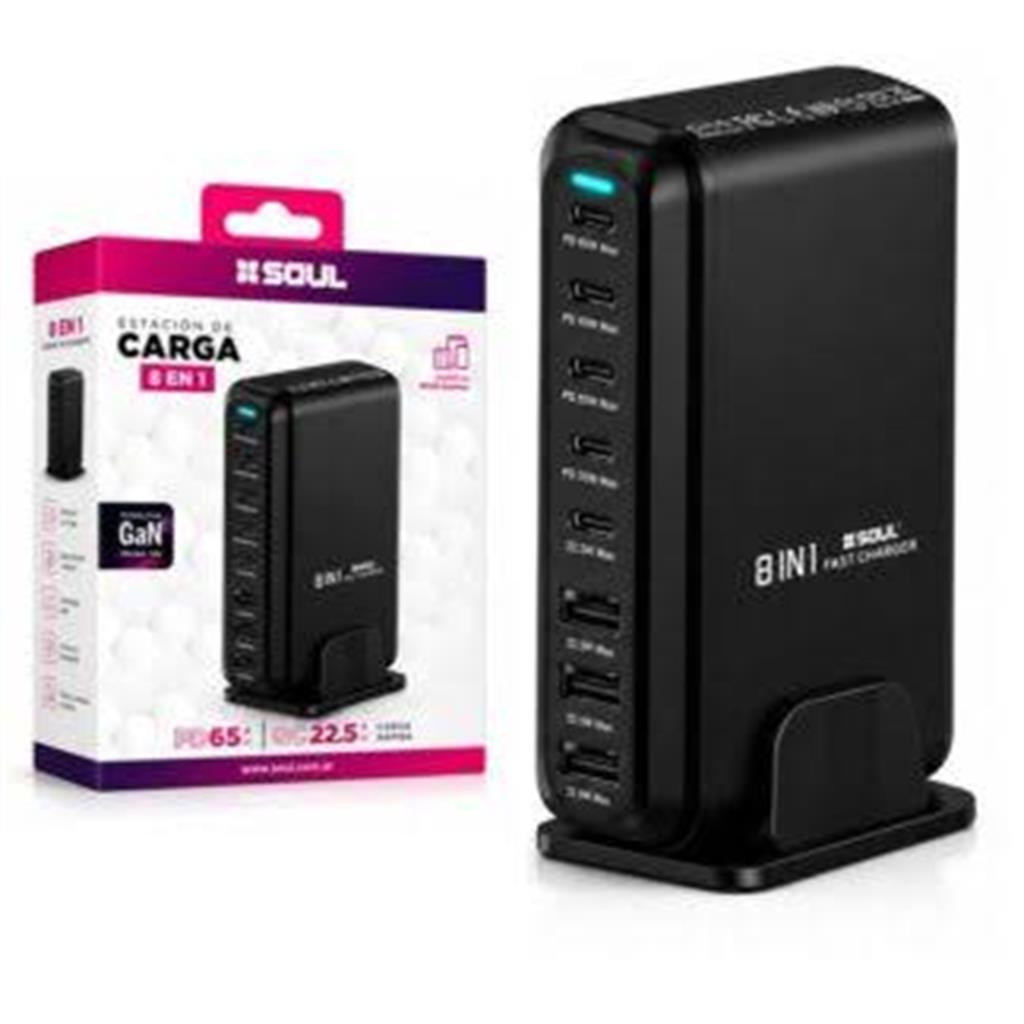 ESTACION DE CARGA SOUL 8 EN 1 - PD 65W CVJ-8EN1BL