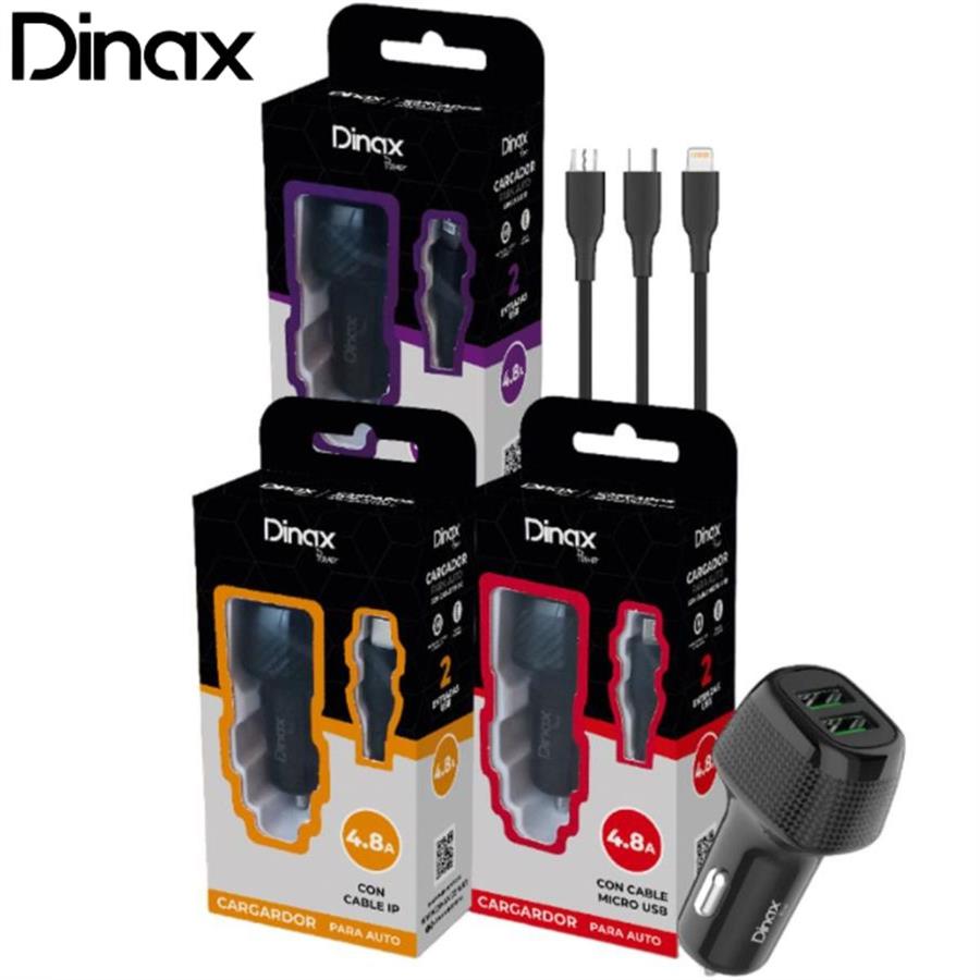 CARGADOR PARA AUTO DINAX CON CABLE MICRO USB 4.8A