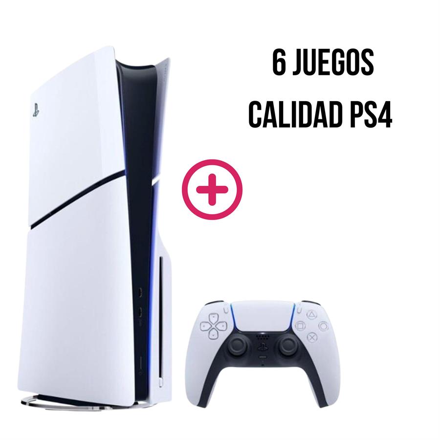 CONSOLA PS5 "SLIM" STANDARD + 6 JUEGOS CALIDAD PS4 DIGITAL